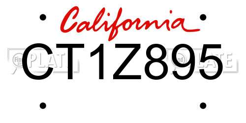 CT1Z895 California License Plate