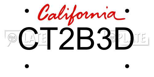 CT2B3D California License Plate
