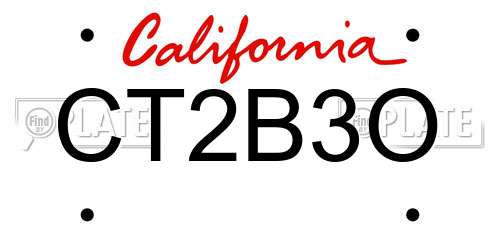 CT2B3O California License Plate