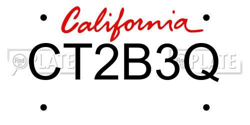 CT2B3Q California License Plate