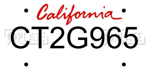 CT2G965 California License Plate