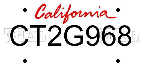 CT2G968 California License Plate