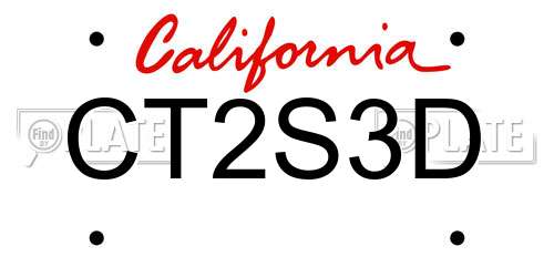 CT2S3D California License Plate
