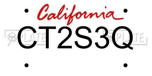 CT2S3Q California License Plate