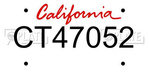 CT47052 California License Plate