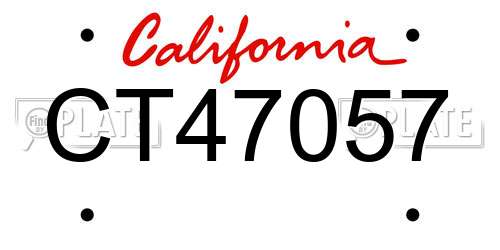 CT47057 California License Plate