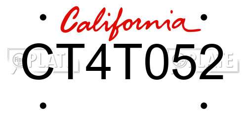 CT4T052 California License Plate