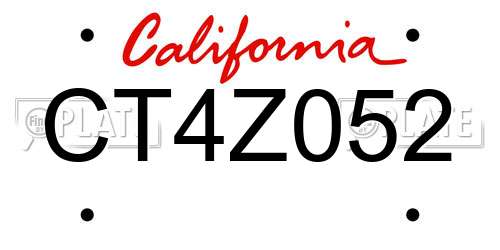 CT4Z052 California License Plate