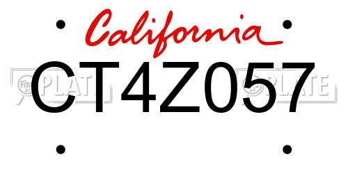 CT4Z057 California License Plate