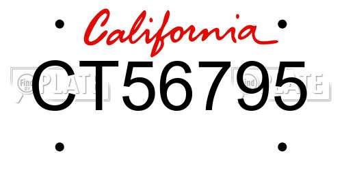 CT56795 California License Plate