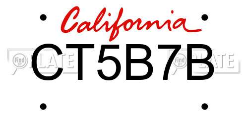 CT5B7B California License Plate