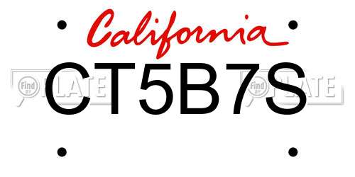 CT5B7S California License Plate