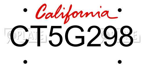 CT5G298 California License Plate