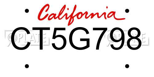 CT5G798 California License Plate
