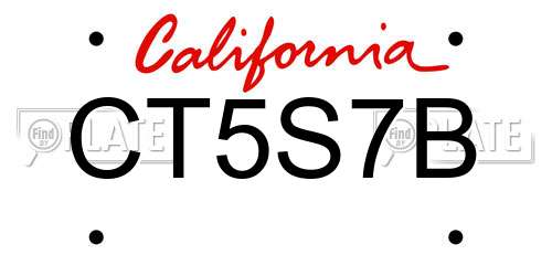 CT5S7B California License Plate