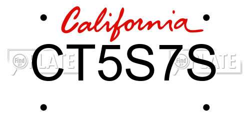 CT5S7S California License Plate