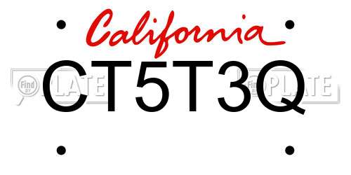 CT5T3Q California License Plate