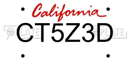CT5Z3D California License Plate