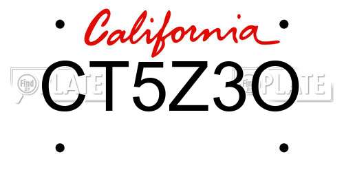CT5Z3O California License Plate