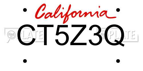 CT5Z3Q California License Plate