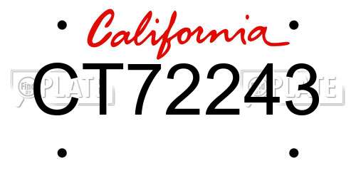 CT72243 California License Plate