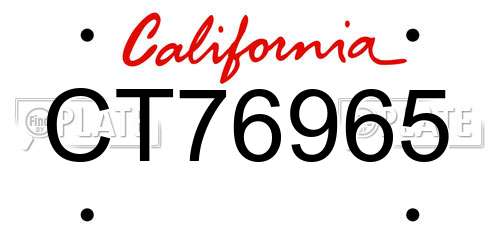 CT76965 California License Plate