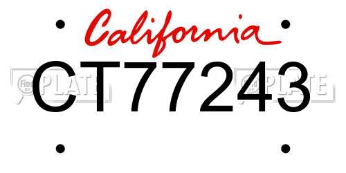 CT77243 California License Plate