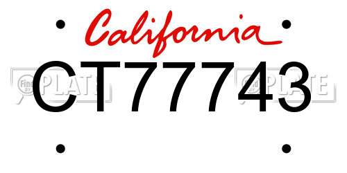 CT77743 California License Plate