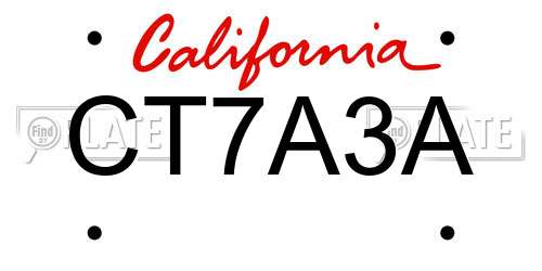 CT7A3A California License Plate