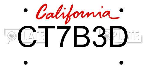 CT7B3D California License Plate