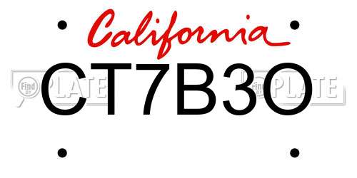 CT7B3O California License Plate
