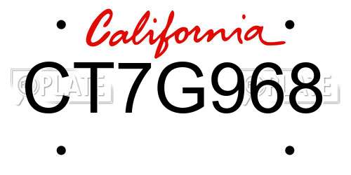 CT7G968 California License Plate