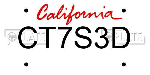 CT7S3D California License Plate