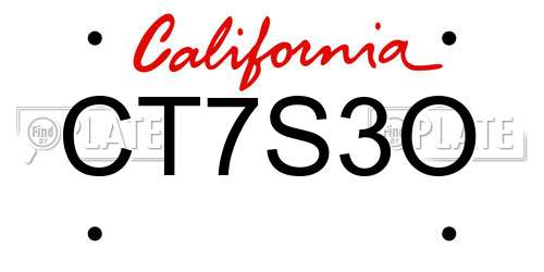 CT7S3O California License Plate