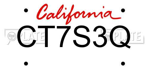 CT7S3Q California License Plate