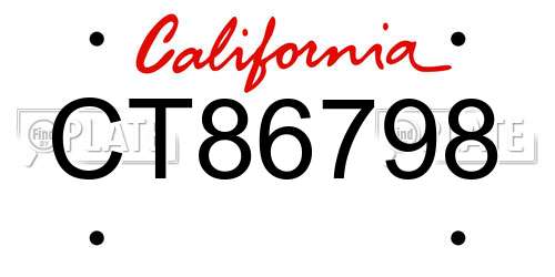 CT86798 California License Plate