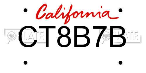 CT8B7B California License Plate