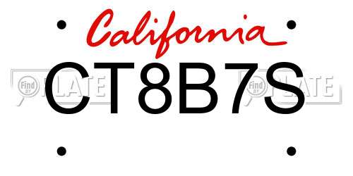 CT8B7S California License Plate
