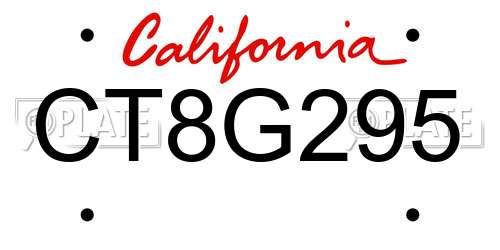 CT8G295 California License Plate