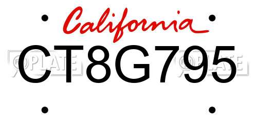 CT8G795 California License Plate