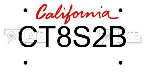 CT8S2B California License Plate