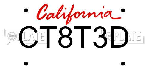 CT8T3D California License Plate