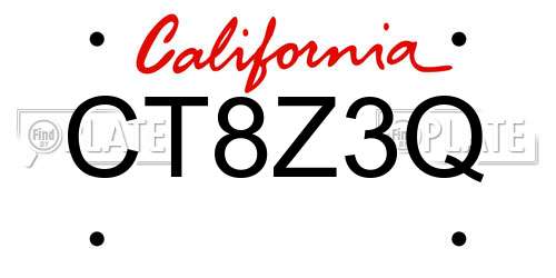 CT8Z3Q California License Plate