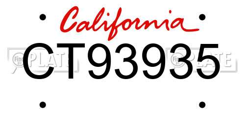 CT93935 California License Plate