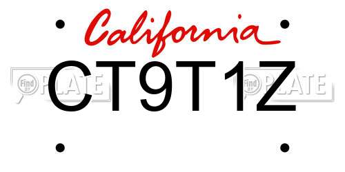 CT9T1Z California License Plate