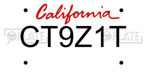 CT9Z1T California License Plate