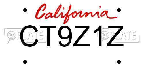 CT9Z1Z California License Plate