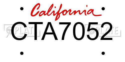 CTA7052 California License Plate