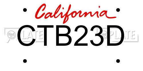 CTB23D California License Plate