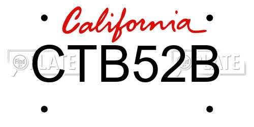 CTB52B California License Plate